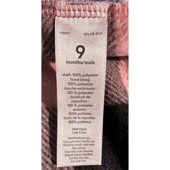 Baby Girl’s Plaid Hooded Fleece One-piece Romper, 9m - Picture 5 of 9